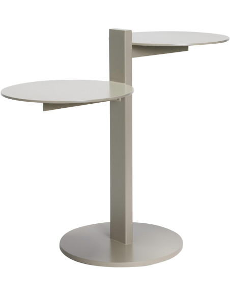 Table d'appoint moderne Ronde 2 niveaux en Métal Sable Platform - 1