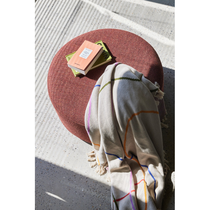 Grand Pouf moderne rond 70 cm en Tissu Rouge Marshmellow - 2