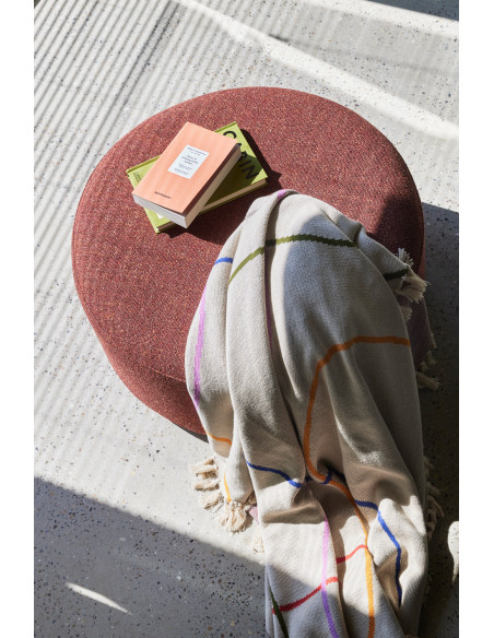 Grand Pouf moderne rond 70 cm en Tissu Rouge Marshmellow - 2