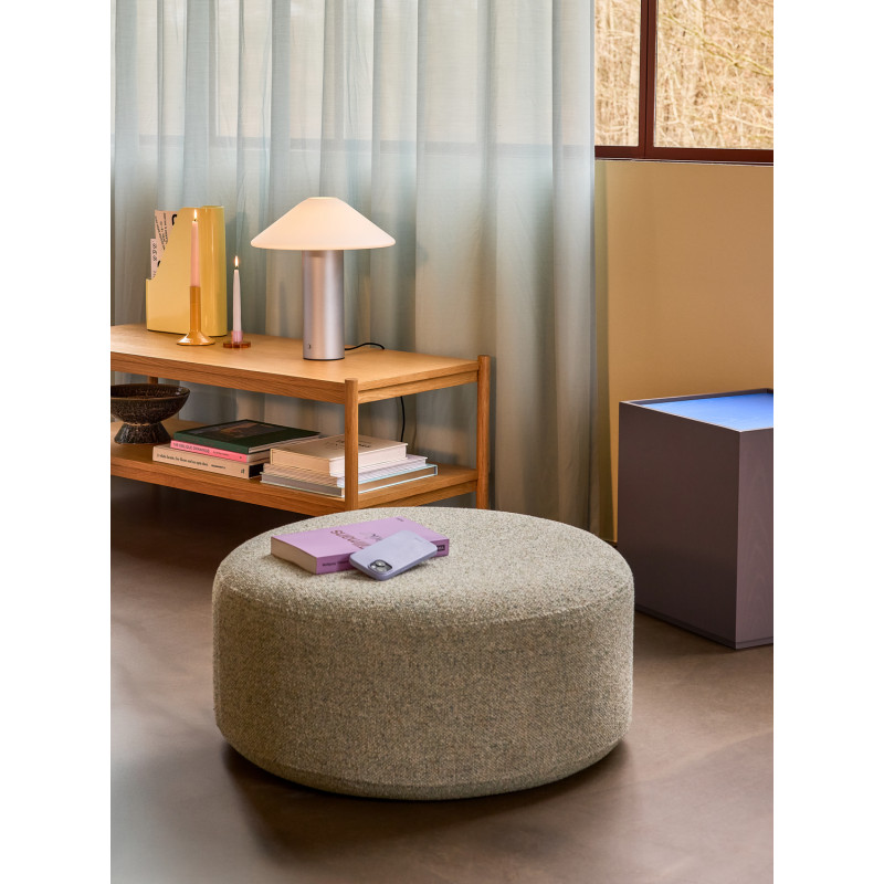Grand Pouf moderne rond 70 cm en Tissu Vert clair Marshmellow Hübsch - 2