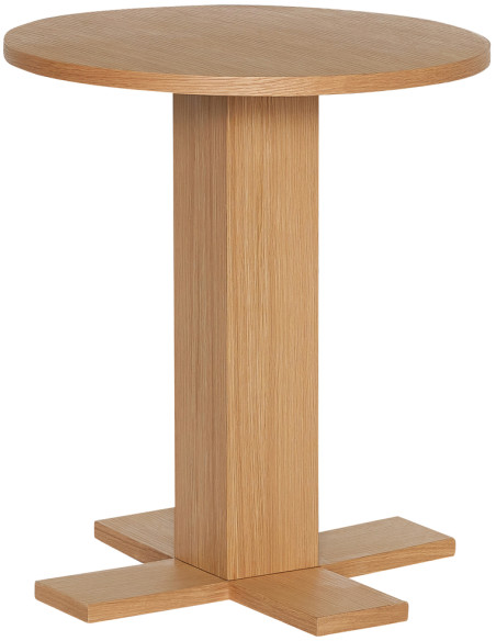 Table d'appoint moderne chic Ronde en Bois MDF Naturel Placage chêne Kooshi Hübsch - 1