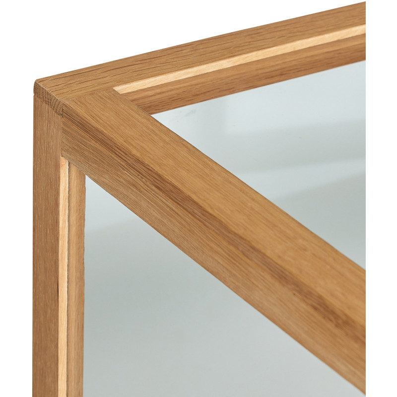 Buffet Vitrine moderne Bas 2 portes en Bois MDF Naturel Placage chêne Verre Transparent Poetic - 4
