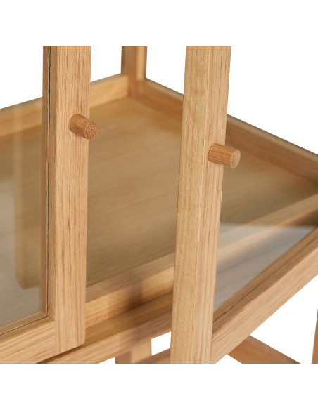 Buffet Vitrine moderne Bas 2 portes en Bois MDF Naturel Placage chêne Verre Transparent Poetic - 3