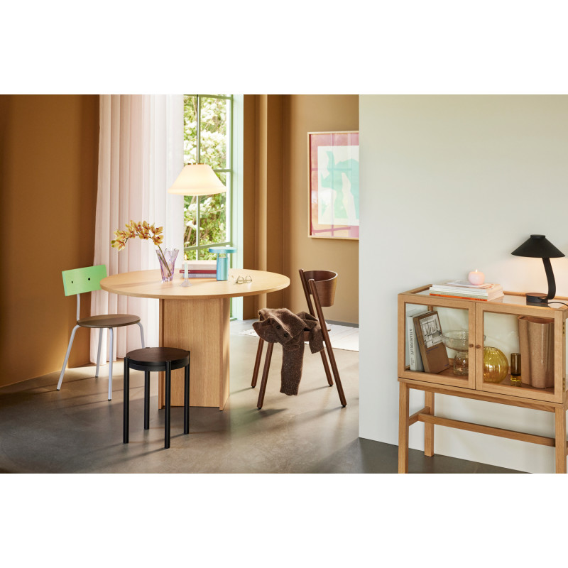Buffet Vitrine moderne Bas 2 portes en Bois MDF Naturel Placage chêne Verre Transparent Poetic - 5
