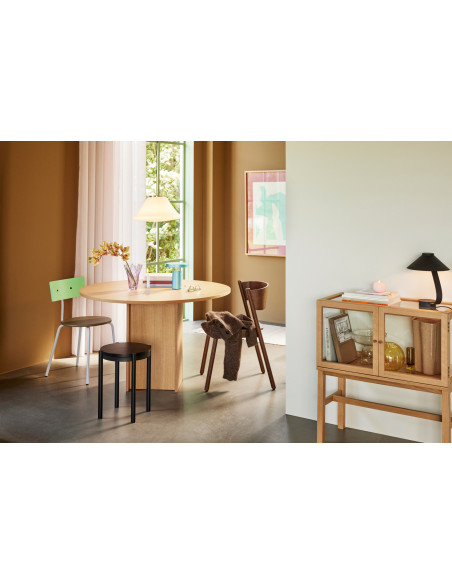 Buffet Vitrine moderne Bas 2 portes en Bois MDF Naturel Placage chêne Verre Transparent Poetic - 5