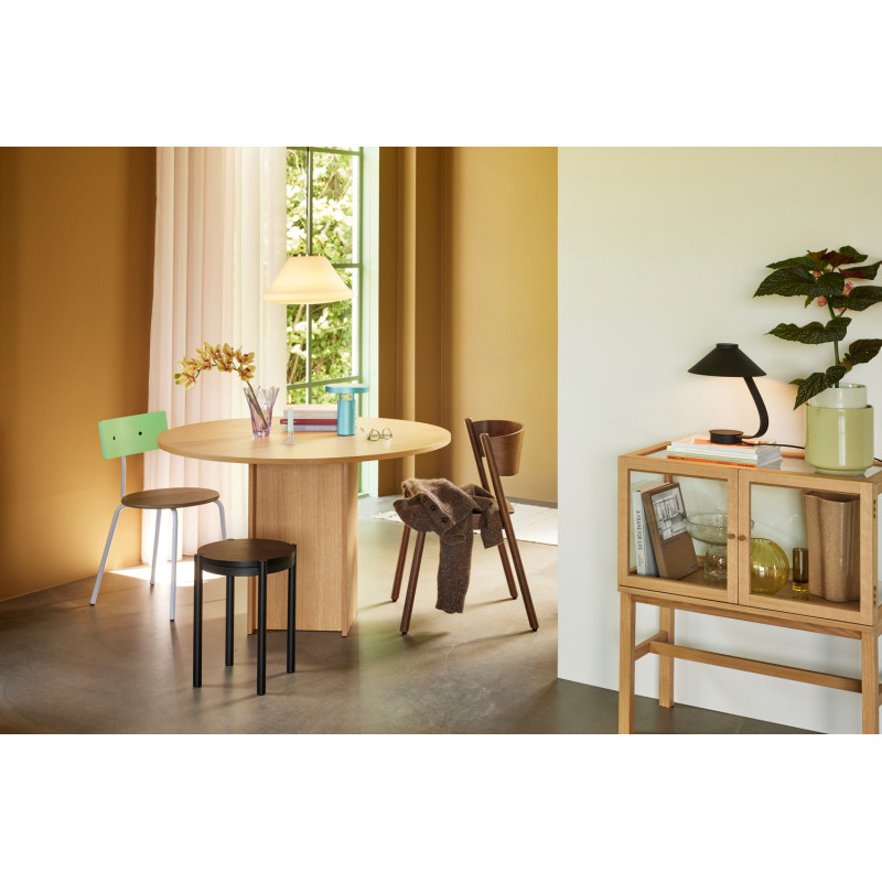 Buffet Vitrine moderne Bas 2 portes en Bois MDF Naturel Placage chêne Verre Transparent Poetic - 6