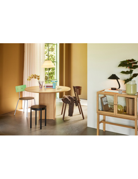 Buffet Vitrine moderne Bas 2 portes en Bois MDF Naturel Placage chêne Verre Transparent Poetic - 6