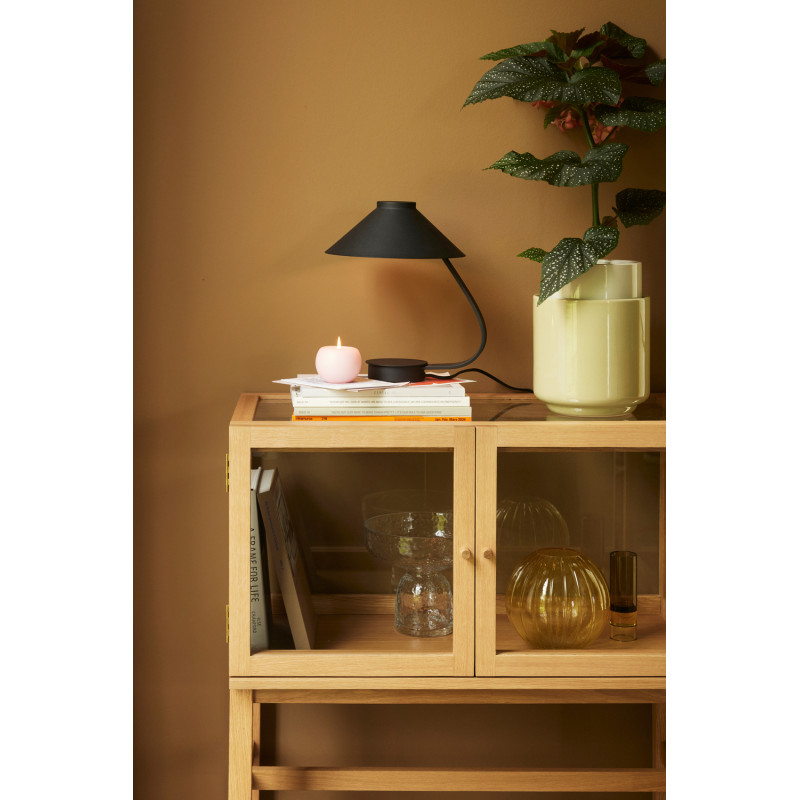 Buffet Vitrine moderne Bas 2 portes en Bois MDF Naturel Placage chêne Verre Transparent Poetic - 7