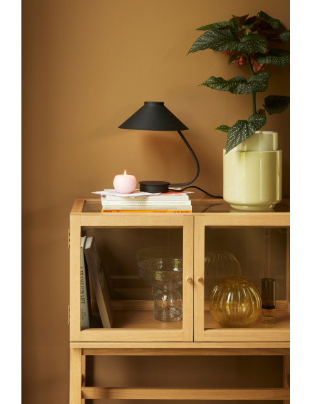 Buffet Vitrine moderne Bas 2 portes en Bois MDF Naturel Placage chêne Verre Transparent Poetic - 7