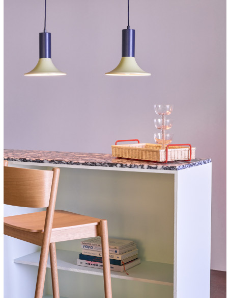 Suspension moderne ronde Diamètre 25 cm en Métal Vert clair Bleu Luminary - 4