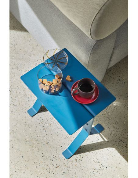 Table d'appoint design moderne Rectangulaire en Métal Bleu pétrole Fold - 6