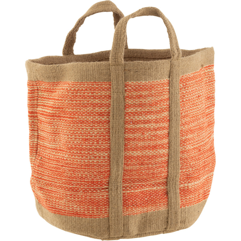 Panier de rangement avec anses Rond 40x60 en Jute Naturel Orange Kyler - 1