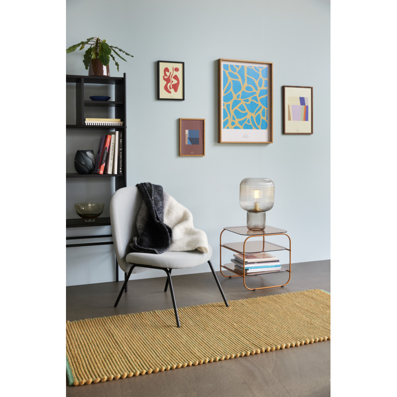 Table d'appoint moderne Carrée 2 étagères en Verre Marron Ambré Métal Orange Echo - 2