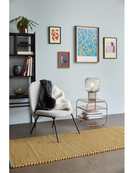 Table d'appoint moderne Carrée 2 étagères en Verre Marron Ambré Métal Orange Echo - 2