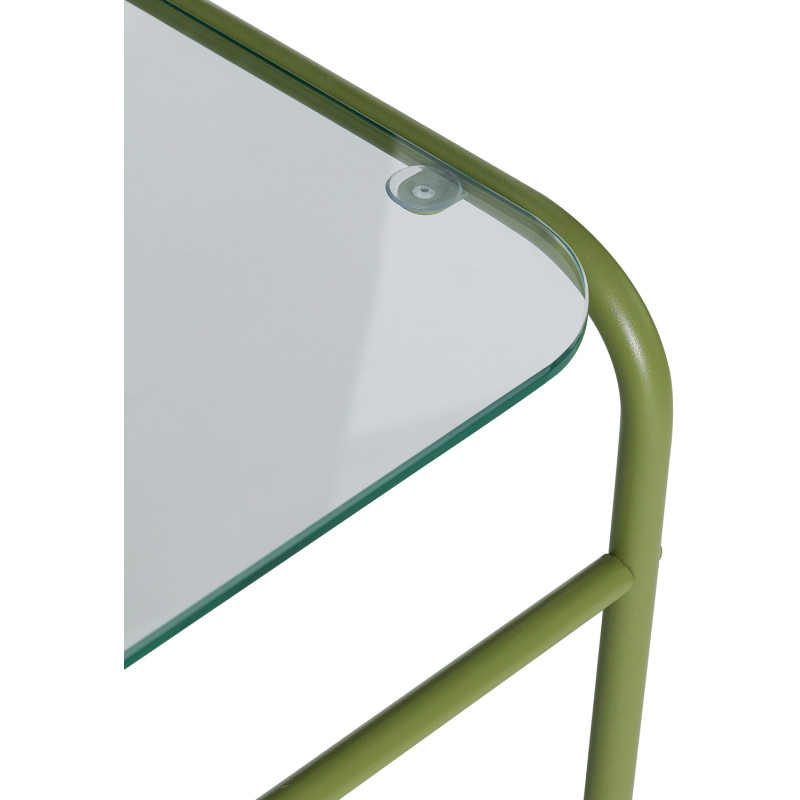 Desserte moderne chic sur roues 2 niveaux en Métal Vert clair Verre Transparent Zephyr - 3
