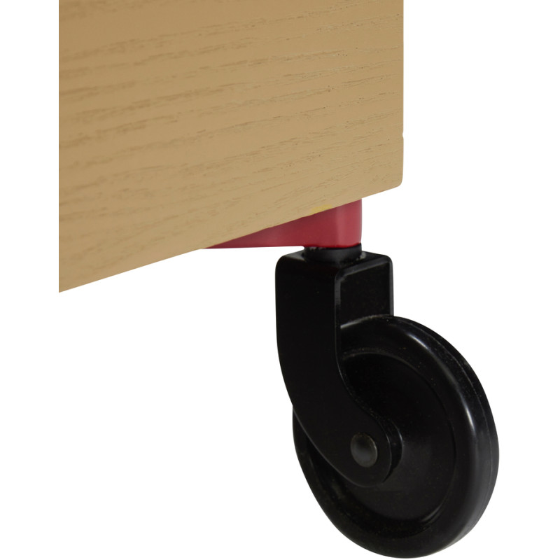Desserte moderne à roulettes 2 niveaux en Bois de frêne Bois MDF Naturel Kaki Métal Rouge Fresh Hübsch - 4