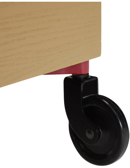 Desserte moderne à roulettes 2 niveaux en Bois de frêne Bois MDF Naturel Kaki Métal Rouge Fresh Hübsch - 4