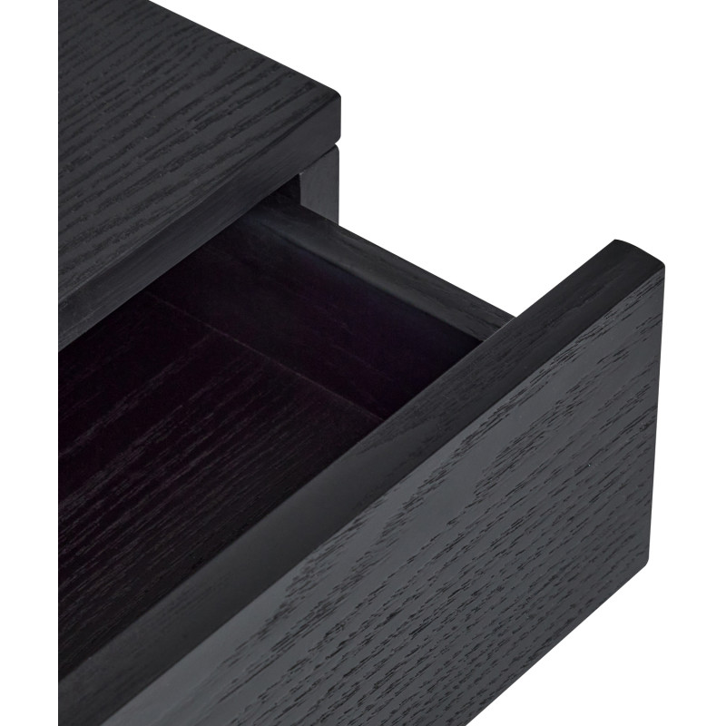 Chevet moderne 1 tiroir 1 étagère en Bois MDF Noir Placage frêne Métal Noir Hübsch - 4