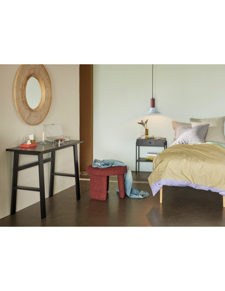 Chevet moderne 1 tiroir 1 étagère en Bois MDF Noir Placage frêne Métal Noir Hübsch - 5