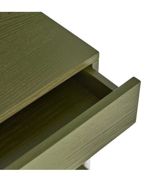 Chevet moderne 1 tiroir 1 étagère en Bois MDF Vert Placage frêne Métal Gris Noir - 4