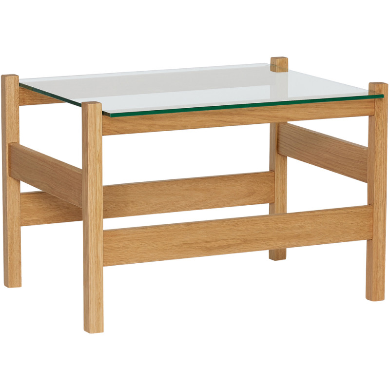 Petite Table basse moderne Rectangulaire en Bois de chêne Naturel Verre Transparent Ledge - 3