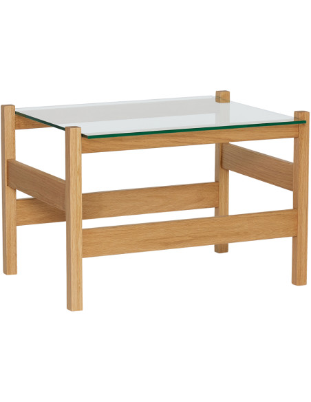 Petite Table basse moderne Rectangulaire en Bois de chêne Naturel Verre Transparent Ledge - 3