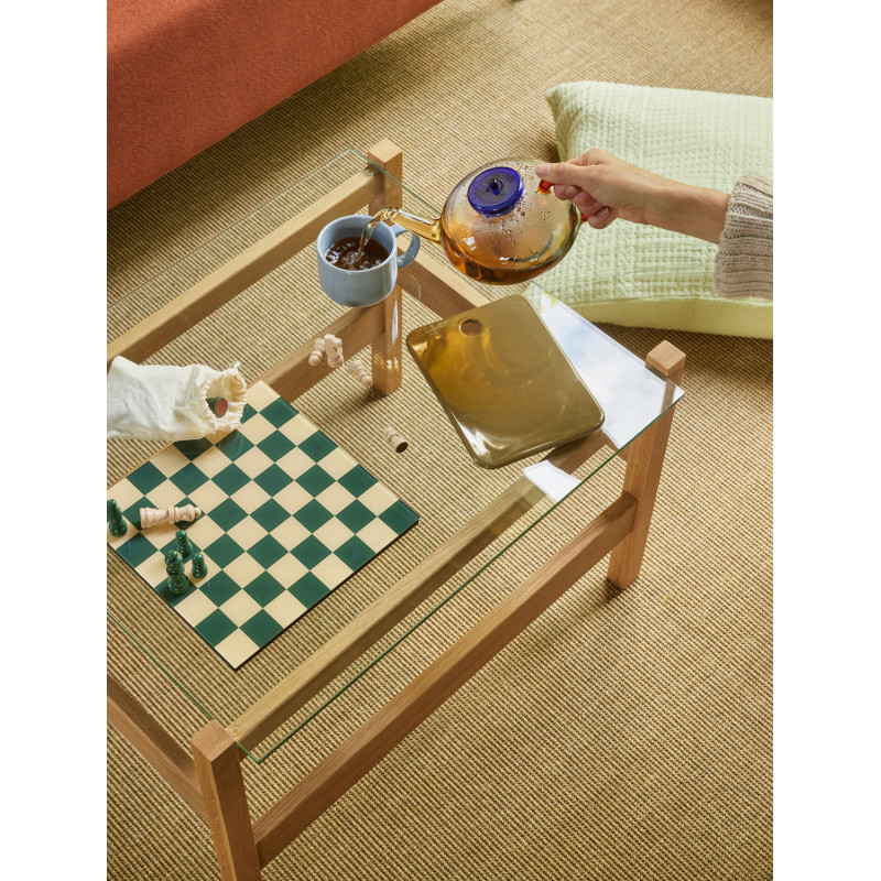Petite Table basse moderne Rectangulaire en Bois de chêne Naturel Verre Transparent Ledge - 6