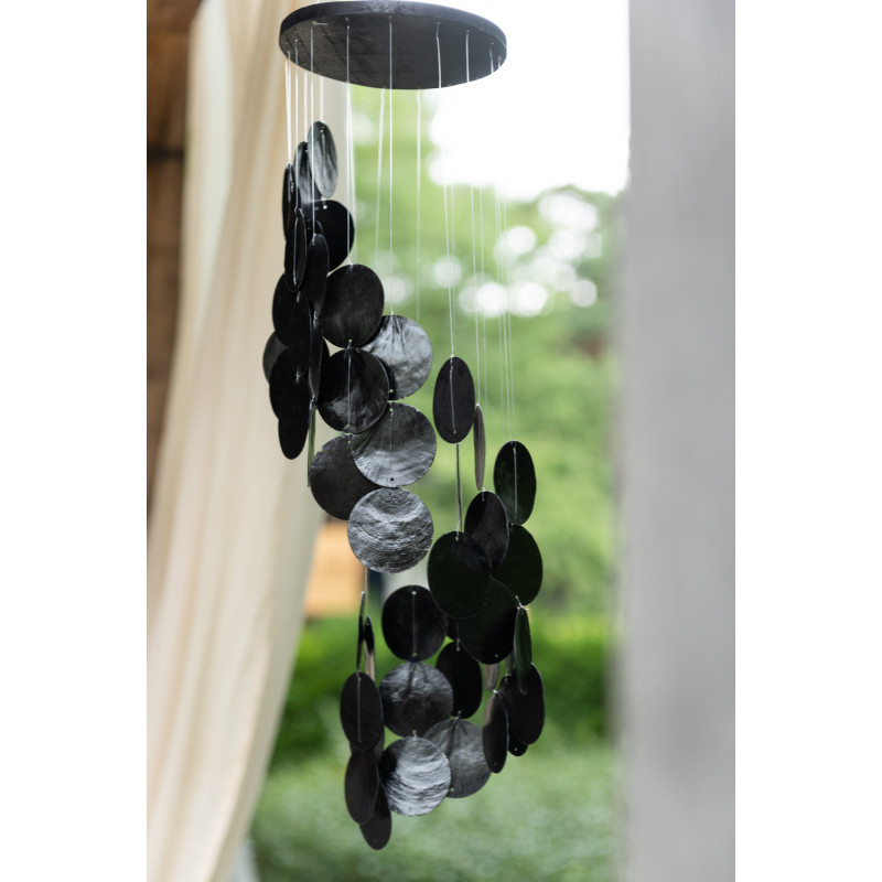 Carillon déco Cascade Hauteur 56 cm en Coquillage Noir Avivah - 2