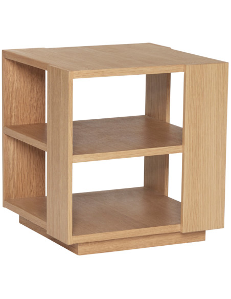 Table d'appoint moderne Carrée 2 étagères en Bois MDF Naturel Effet chêne Merge - 1