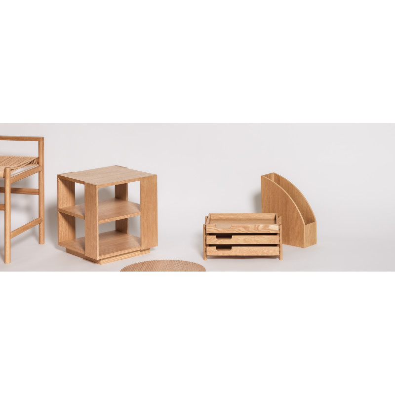 Table d'appoint moderne Carrée 2 étagères en Bois MDF Naturel Effet chêne Merge - 9