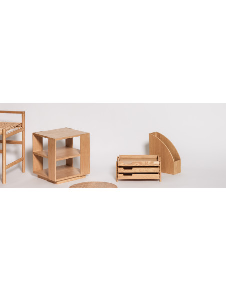 Table d'appoint moderne Carrée 2 étagères en Bois MDF Naturel Effet chêne Merge - 9