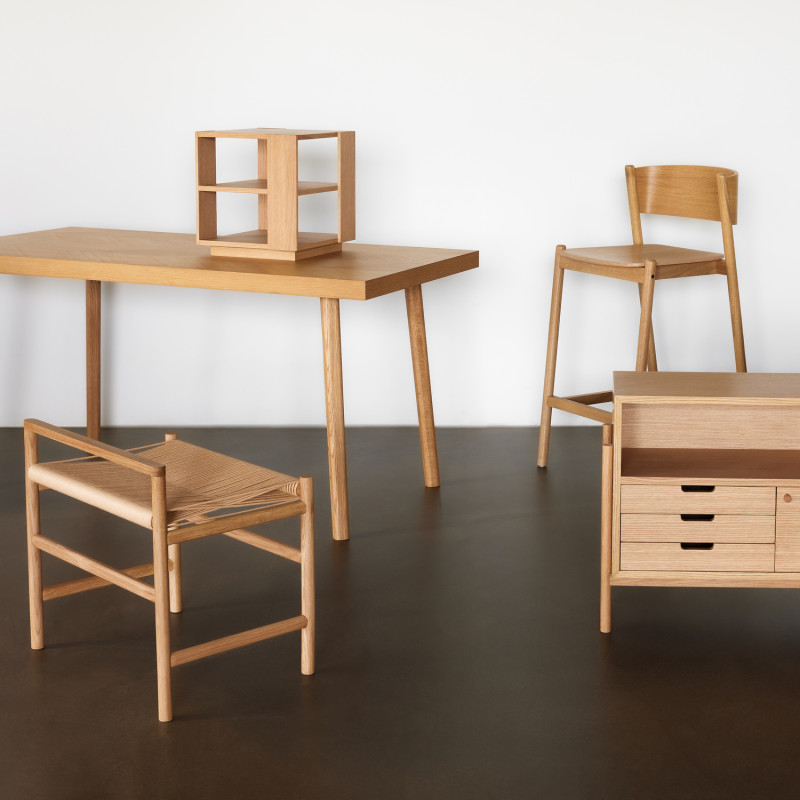 Table d'appoint moderne Carrée 2 étagères en Bois MDF Naturel Effet chêne Merge - 5