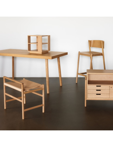 Table d'appoint moderne Carrée 2 étagères en Bois MDF Naturel Effet chêne Merge - 5