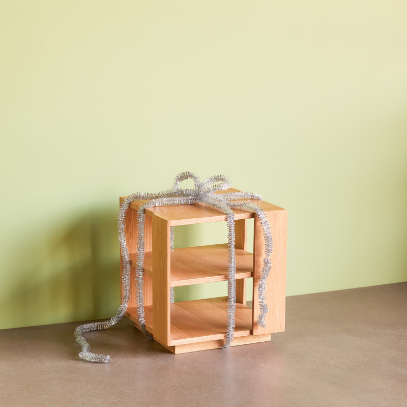 Table d'appoint moderne Carrée 2 étagères en Bois MDF Naturel Effet chêne Merge - 8