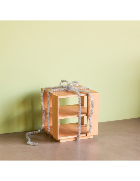 Table d'appoint moderne Carrée 2 étagères en Bois MDF Naturel Effet chêne Merge - 8