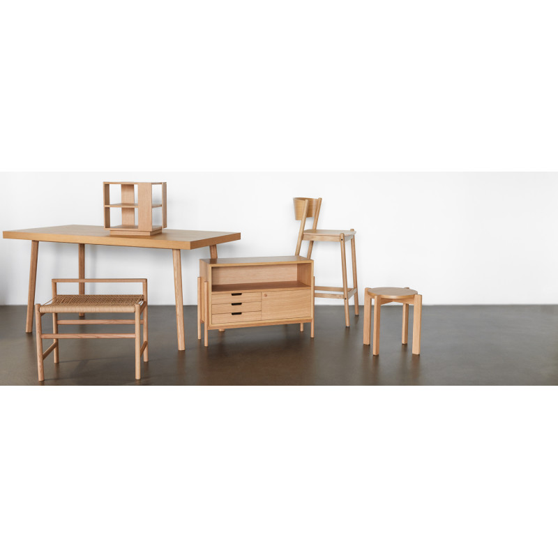 Table d'appoint moderne Carrée 2 étagères en Bois MDF Naturel Effet chêne Merge - 10