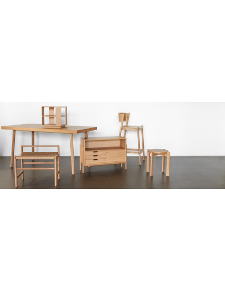 Table d'appoint moderne Carrée 2 étagères en Bois MDF Naturel Effet chêne Merge - 10