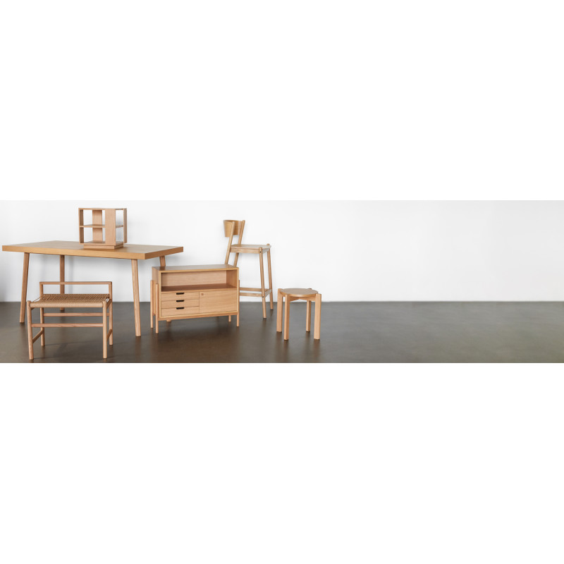 Table d'appoint moderne Carrée 2 étagères en Bois MDF Naturel Effet chêne Merge - 11