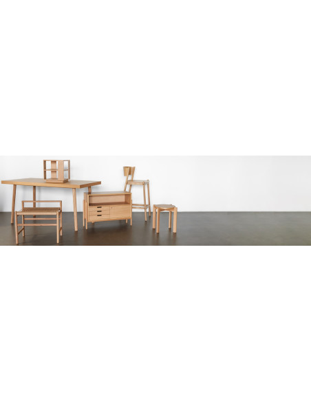 Table d'appoint moderne Carrée 2 étagères en Bois MDF Naturel Effet chêne Merge - 11