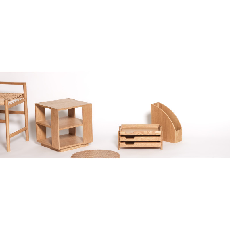 Table d'appoint moderne Carrée 2 étagères en Bois MDF Naturel Effet chêne Merge - 12