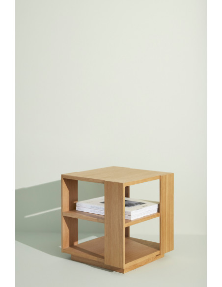 Table d'appoint moderne Carrée 2 étagères en Bois MDF Naturel Effet chêne Merge - 14