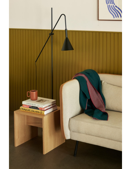 Table d'appoint moderne Carrée en Bois MDF Naturel Effet chêne Less - 2