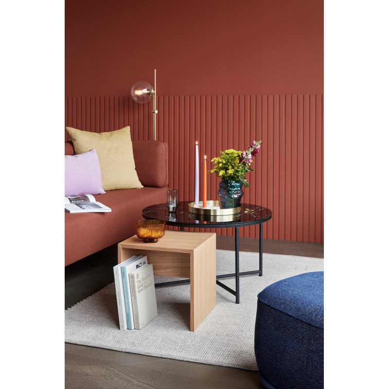 Table d'appoint moderne Carrée en Bois MDF Naturel Effet chêne Less - 8