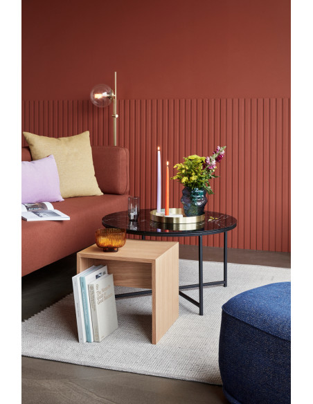 Table d'appoint moderne Carrée en Bois MDF Naturel Effet chêne Less - 8