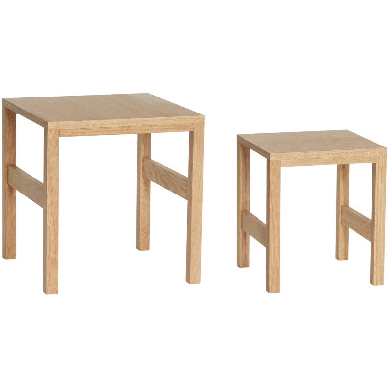 Table d'appoint gigogne moderne Carrée en Bois MDF Naturel Effet chêne Puzzle (Lot de 2) - 4