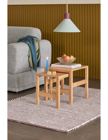 Table d'appoint gigogne moderne Carrée en Bois MDF Naturel Effet chêne Puzzle (Lot de 2) - 2