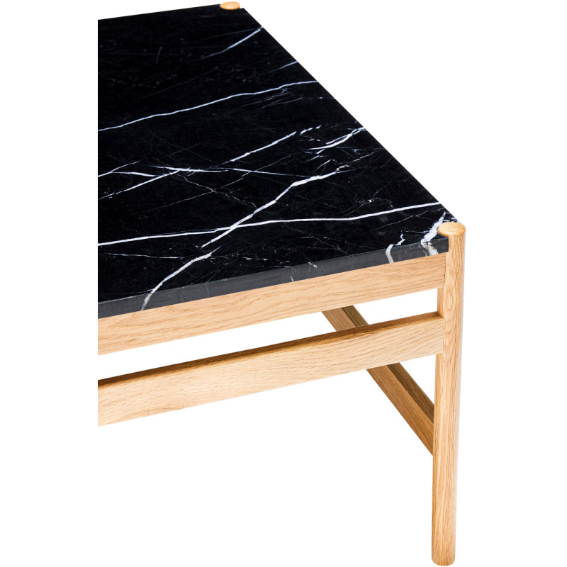 Table basse moderne Carrée en Marbre Noir Bois MDF Naturel Effet chêne Raw - 4