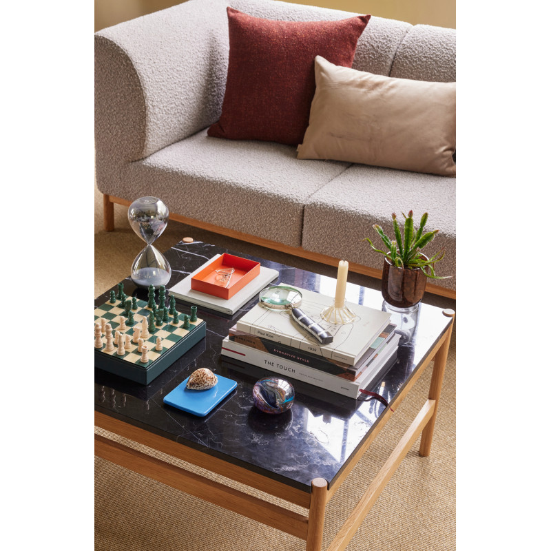 Table basse moderne Carrée en Marbre Noir Bois MDF Naturel Effet chêne Raw - 7