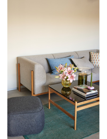 Table basse moderne Carrée en Marbre Noir Bois MDF Naturel Effet chêne Raw - 8