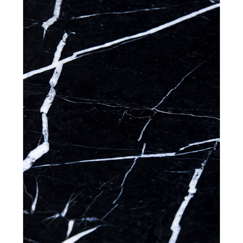 Table basse moderne Carrée en Marbre Noir Bois MDF Naturel Effet chêne Raw - 6